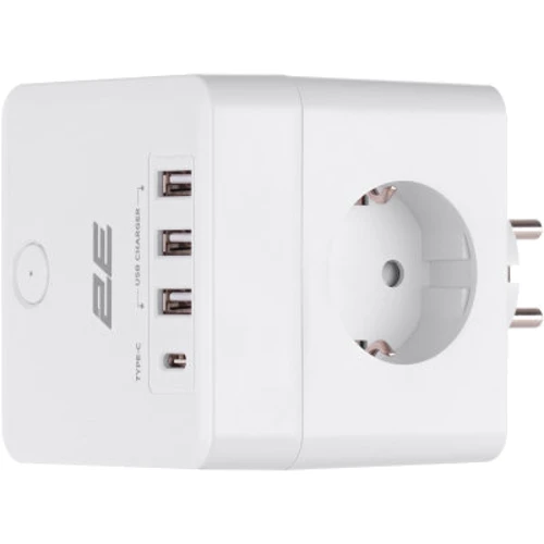 Сетевой фильтр 2E 3*USB-A, 1*USB-C, white (2E-AD431WH): Тип розеток Евророзетки