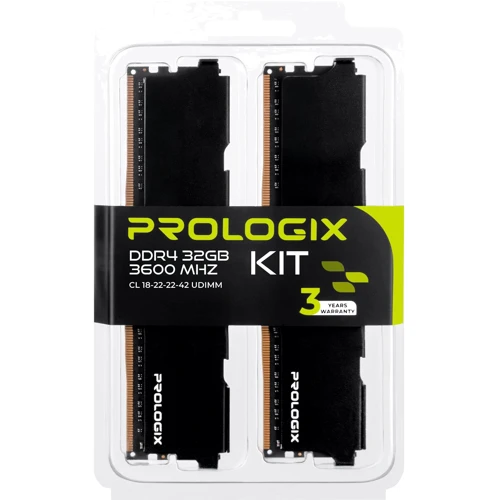 Prologix 16 GB (2x16GB) DDR4 3600 MHz Black (PRO32GB3600B4K)
