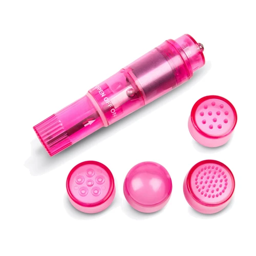 Компактный вибратор с насадками Brazzers VV020, 10х2.5 см