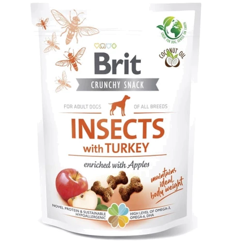 Лакомства для собак Brit Care Dog Crunchy Cracker Insects with Turkey для поддержки веса насекомые, индейка и яблоко 200г (8595602551484)