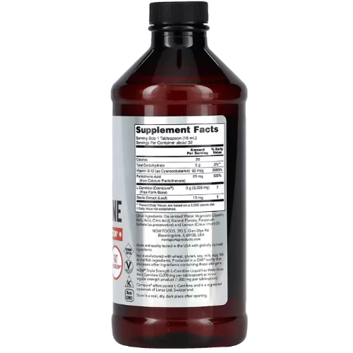 NOW Foods L-Carnitine Liquid 3000 mg 473 ml / 31 servings / Citrus: Тип L Карнитин