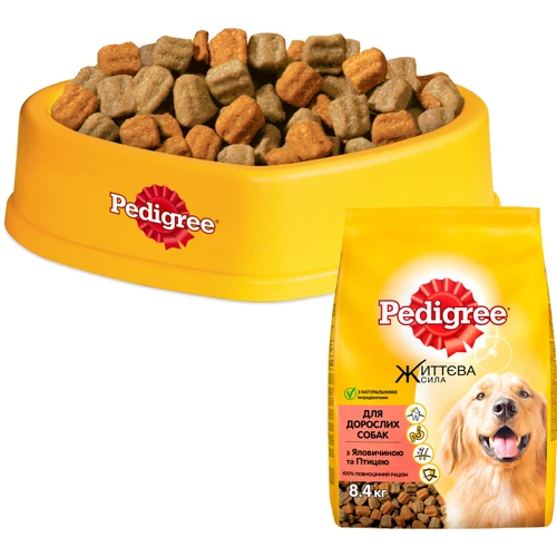 Сухой корм Pedigree для взрослых собак Говядина и птица 8.4кг (5900951240560): Тип Сухой корм