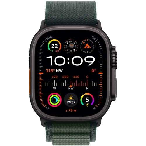 Apple Watch Ultra 2 2024 GPS + Cellular 49mm Black Titanium Case with Dark Green Alpine Loop - Medium (MX4R3UL/A) фото 8