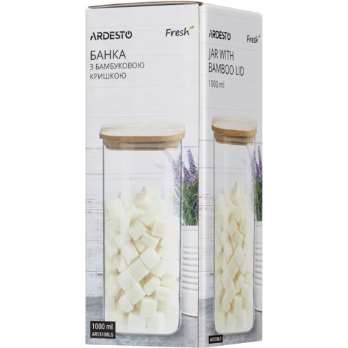 Банка для сыпучих продуктов Ardesto Fresh 1000 мл: Материал бамбук, стекло