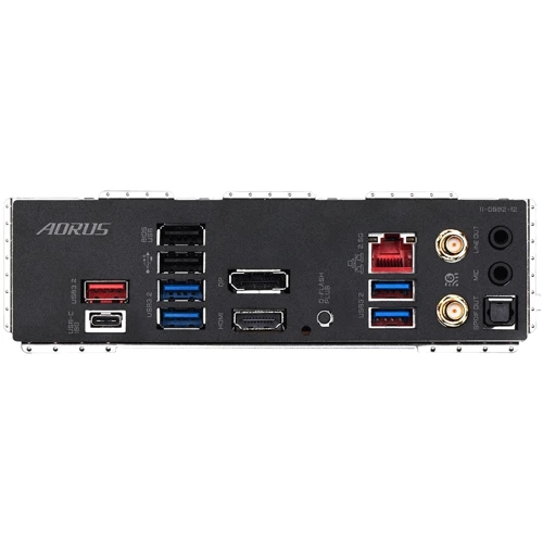 GIGABYTE B760I AORUS PRO: Разъемы на задней панели S/PDIF (Оптический), USB 3.2 Gen 2, USB 3.2 Gen 1, USB Type-C, USB 2.0, HDMI, Ethernet RJ-45, Displa