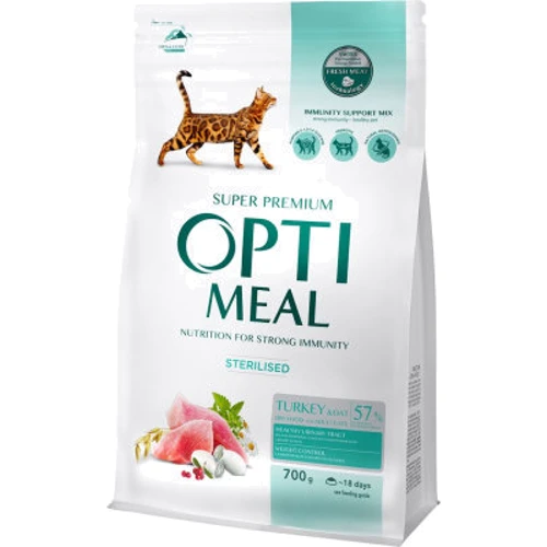 Сухой корм Optimeal Sterilised cats для стерилизованных кошек с индейкой и овсом 0.7 кг (4820215369633)