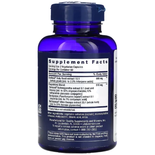 Life Extension Adrenal Energy Formula Комплекс адаптогенов 120 веганских капсул: Форма выпуска Капсулы