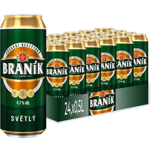 Упаковка пива Branik светлое фильтрованное 4.1% 24х0.5 л (8593868000555)
