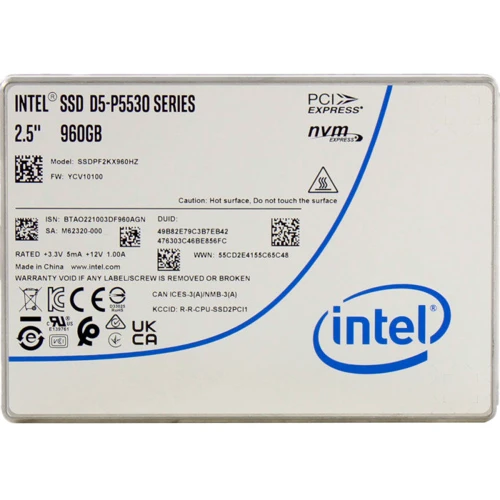 Intel D5-P5530 960 GB (SSDPF2KX960HZN1) UA: Интерфейс подключения PCI-Express 4.0 (x4)