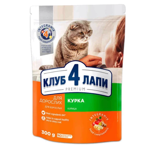 Сухой корм Club 4 Paws Premium Adult cats для взрослых кошек с курицей 0.3 кг (4820083909795)