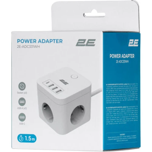 Мережевий фільтр 2E 3*USB-A, 1*USB-C, 1.5м, white (2E-ADC331WH): Призначений для Бытовой техники, Аудио и видеоаппаратуры