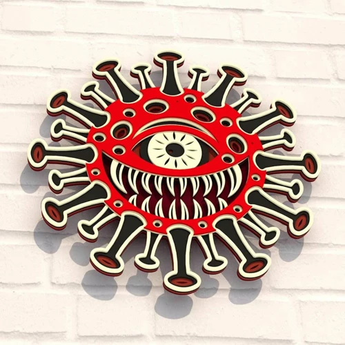 Дерев'яна картина-розмальовка Wortex Woods Вірус червоний 30x30 (3DP30005)