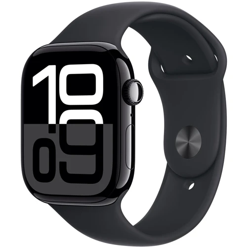 Apple Watch Series 10 42mm GPS Jet Black Aluminum Case with Black Sport Band - S/M (MWWE3QH/A) UA