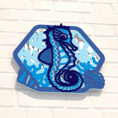 Деревянная картина-раскраска Wortex Woods Морской конек в море 29x26 (3DP11010)