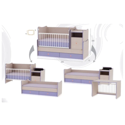Детская кроватка-трансформер Bertoni MAXI PLUS NEW (white/cappuccino)