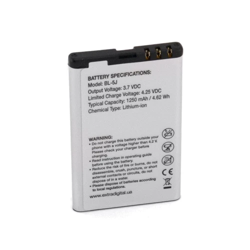 Аккумулятор ExtraDigital 1250mAh Nokia BL-5J: Производитель ExtraDigital