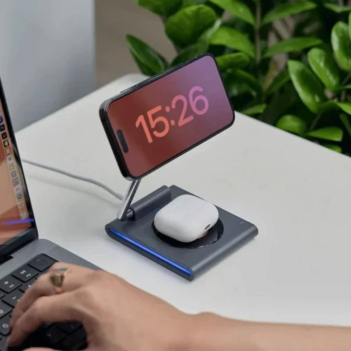 Зарядное устройство WIWU Wireless Charger Magnetic 15W Black (Wi-W023) for iPhone 16 I 15 I 14 I 13 I 12 series, Apple Watch and Apple AirPods: Тип беспроводное