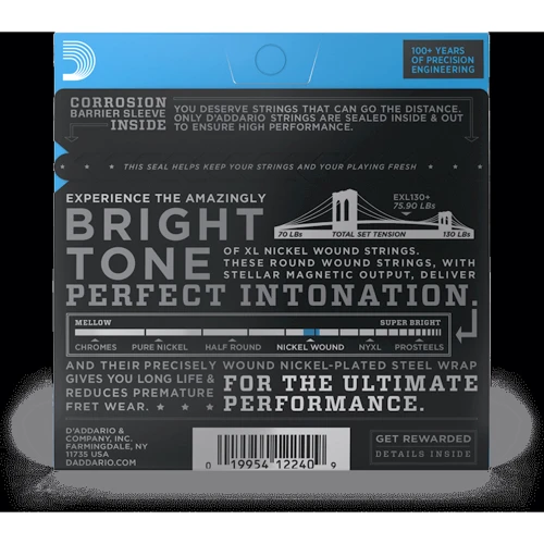 Струна для гітар Струни D'ADDARIO EXL130+ XL NICKEL WOUND EXTRA SUPER LIGHT PLUS (08.5-39): Призначення Для електрогітари