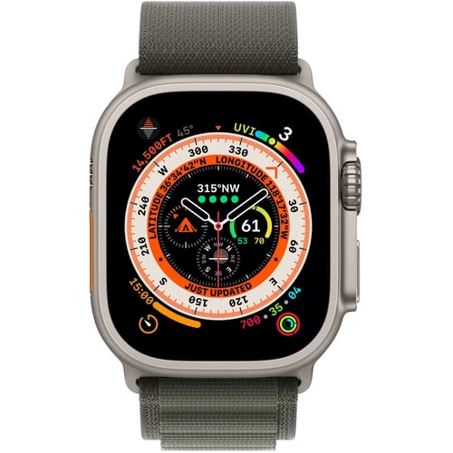 Apple Watch Ultra GPS + Cellular 49mm Titanium Case with Green Alpine Loop - Medium (MQFN3/MQEW3) Approved Вітринний зразок: Причина уцінки Активированы, витринный образец, хорошее состояние, комплектация полная: коробка, зарядка, часы