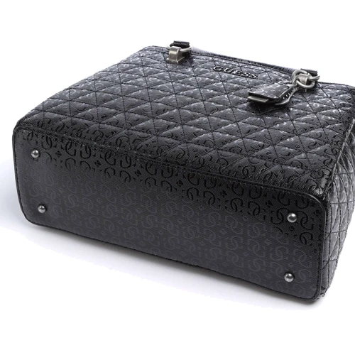 Женская сумка тоут Guess Wessex Triple Satchel черная (HWGN8379060-BLA): Фактура Стеганая, Зернистая, Матовая