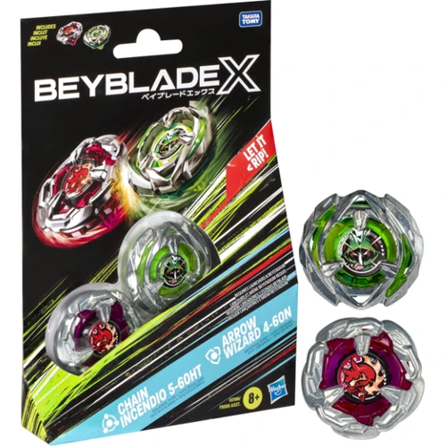 Набор игрушечный Hasbro из двух волчков серии БейБлейд Х G0196 CHAIN INCENDIO и ARROW WIZARD серии Beyblade X (F9586_G0196)