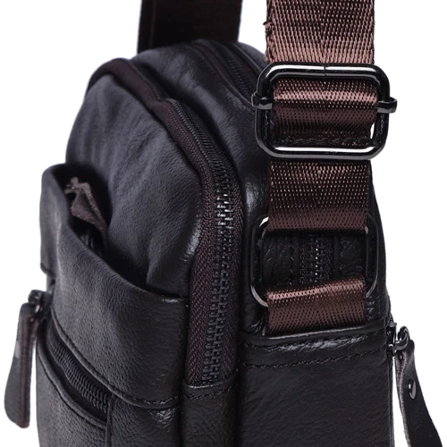 Мужская сумка через плечо Borsa Leather коричневая (K1223-brown): Фактура Зернистая