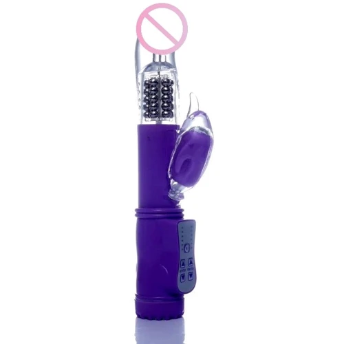 Вибратор с ротацией и стимулятором клитора Boss Series - Bird Purpe, BS2600099
