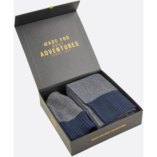 Мужской комплект (шапка, шарф) Camel Active Gift Box сине-серый (404020-2A02-47)