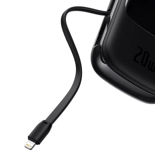 Внешний аккумулятор Baseus Power Bank 20000mAh with Lightning Cable Q Pow Display 20W Black (PPQD-H01): Встроенный кабель Apple Lightning