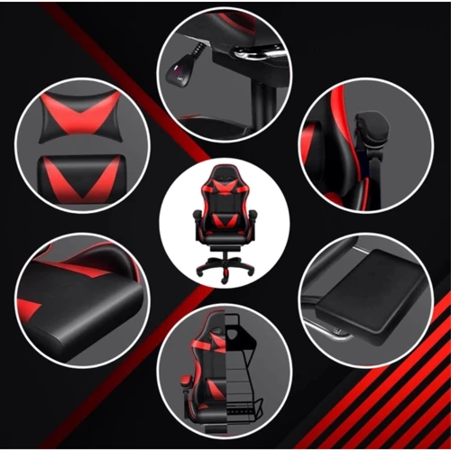 Кресло геймерское PLAYER с подставкой для ног Red/Black (100001) фото 1