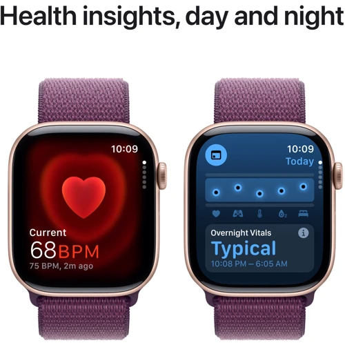 Apple Watch Series 10 46mm GPS + Cellular Rose Gold Aluminium Case with Plum Sport Loop (MWY83)