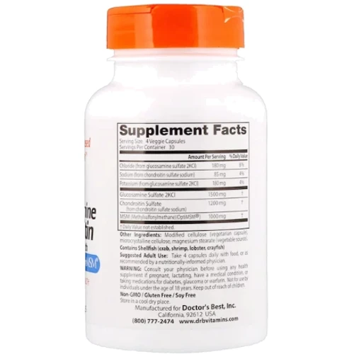Doctor's Best Glucosamine Chondroitin MSM with OptiMSM 120 Caps (DRB-00080): Тип Глюкозамин