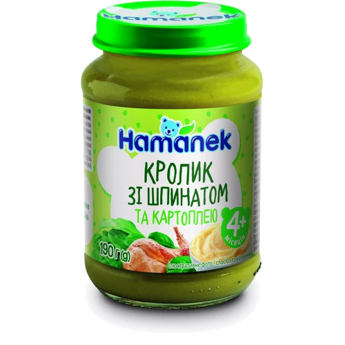 Пюре Hame Хаманек Кролик с шпинатом и картофелем 190 (8595139752668)