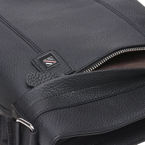 Мужская сумка планшет Borsa Leather черная (k15501-black): Фактура Матовая, Зернистая