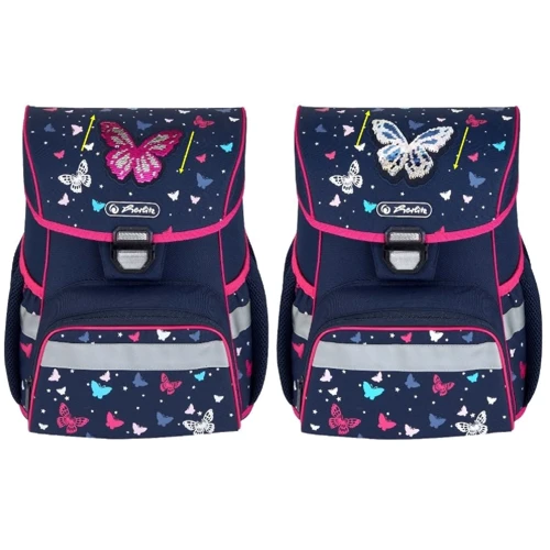 Ранец школьный укомплектованный Herlitz LOOP PLUS Butterfly вышивка пайетками которые переворачиваются (50025701): Размер S (115-130 см)