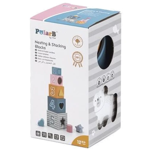 Деревянные кубики-пирамидка Viga Toys PolarB Сортируем и складываем (44016)
