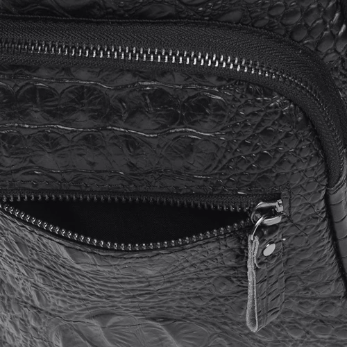 Мужская сумка-слинг Borsa Leather черная (K13611-black): Застежка Молния