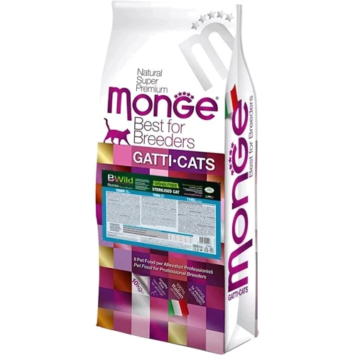 Сухой корм для кошек Monge Cat Bwild Grain Free Sterilised Тунец 10 кг (8009470005197)