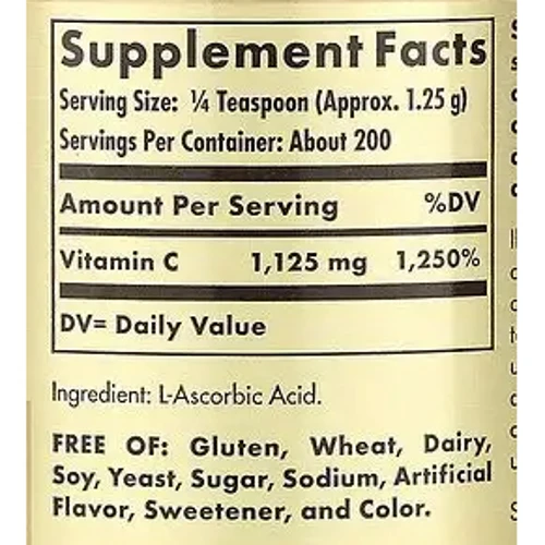 Solgar Vitamin C Crystals Солгар Вітамін С чисті кристали 250 г: Тип вітамін C