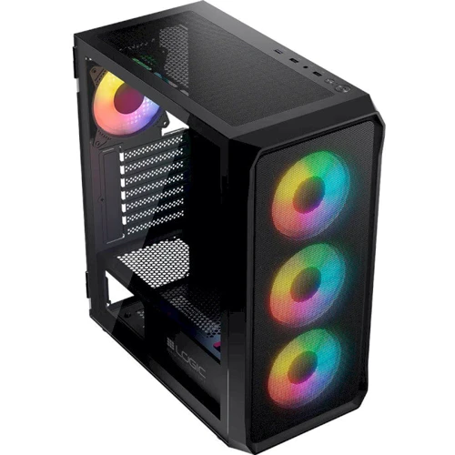 Корпус Logic concept PORTOS MESH+GLASS ARGB fans 4x120mm BLACK (AT-PORTOS-10-0000000-0002): Типорозмір Midi-Tower