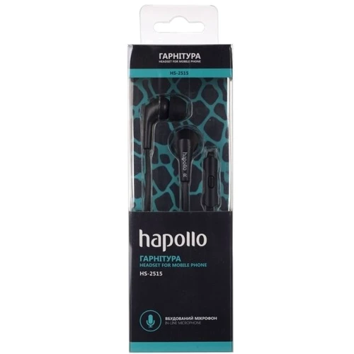 Наушники Hapollo HS-2515 Black: Тип конструкции вакуумные