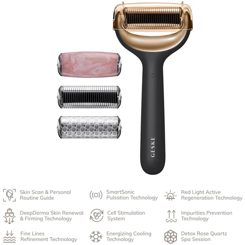 Электронный роллер для лица и тела с микроиглами GESKE MicroNeedle Face&Body Roller 8в1 gray фото 4
