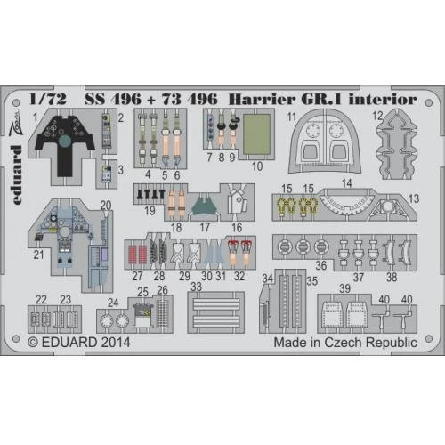 Набор фототравления Eduard 1/72 Harrier GR.1 S.A. (Airfix) EDU-73496