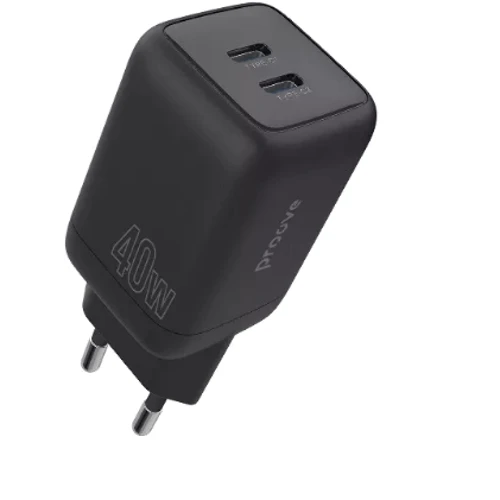 Зарядное устройство Proove Wall Charger 2xUSB-C Silicone Power 40W Black
