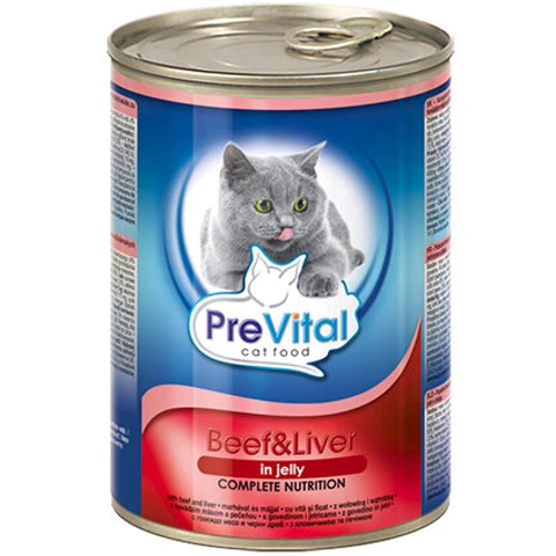 Влажный корм PreVital для кошек с говядиной и печенью в желе 415 г (5999546172072)