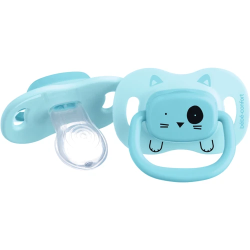 Пустушка Bebe Confort Minimalistic Animals силіконова реверсивна, 2 шт 18/36 міс синя (3104202030)