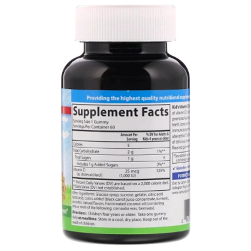 Carlson Labs Kid's Vitamin D3 Gummies 1,000 IU 60 Gummies Natural Fruit Flavors: Тип вітамін D