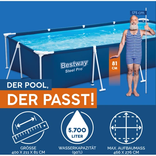 Бассейн Bestway каркасный 400-211-81 см (56424) фильтр-насос фото 3