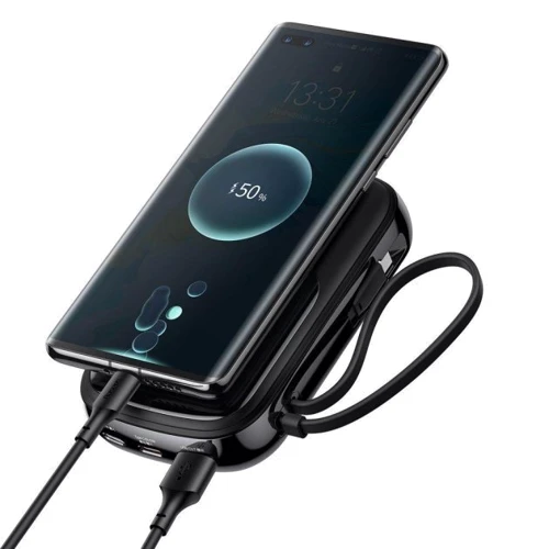 Внешний аккумулятор Baseus Power Bank 20000mAh with Lightning Cable Q Pow Display 20W Black (PPQD-H01): Особенности Встроенный кабель, Индикатор заряда, быстрая зарядка