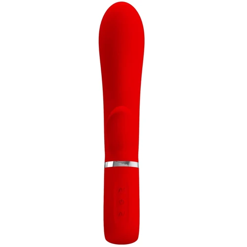 Вибратор с мягкой головкой и клиторальной стимуляцией LYBAILE Pretty Love Thomas USB Red (BI-014621-2)